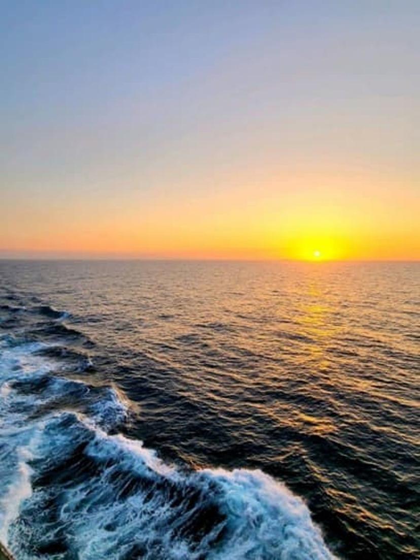 Sunrise seen from an Offshore Wind Farm in Taiwan